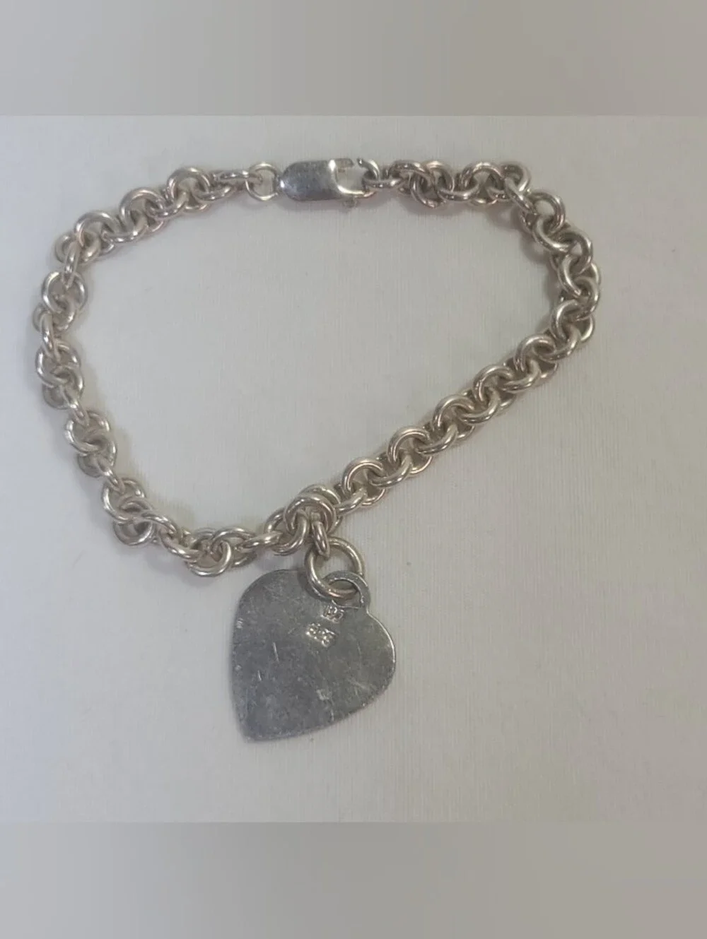 Modena Italy 925 Signed MO 925 Sterling Silver Heart Charm Bracelet